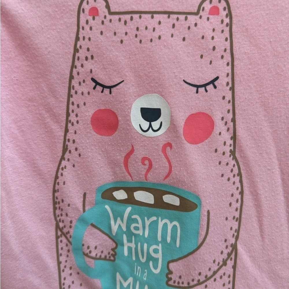 Carter’s 2T Girls Pink Warm Hug in a Mug Bear Long Sleeve Pajama Top